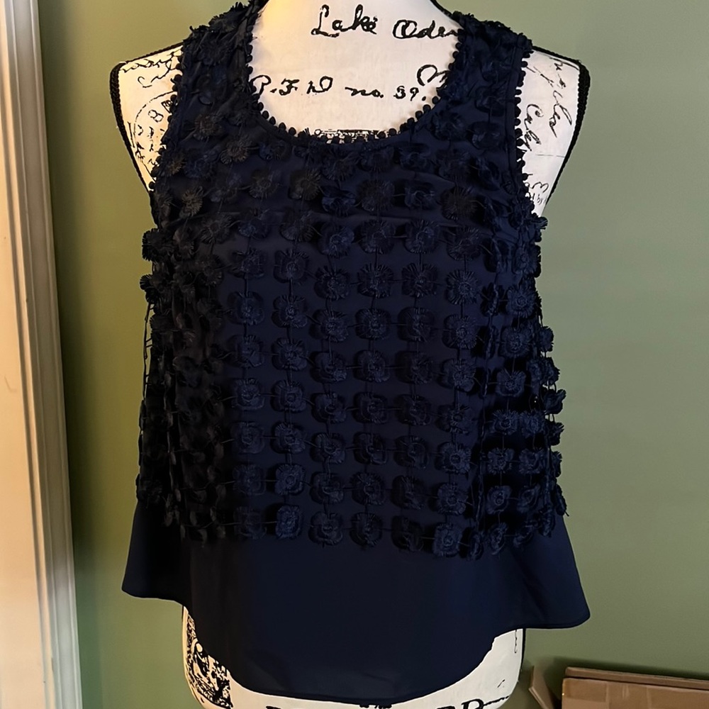 Kaari Blue tank top midriff Navy Blue